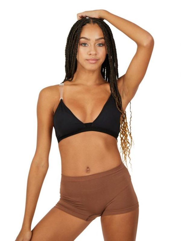Capezio Deep Neck Clear Back Bra Black 3777w F 2.jpg