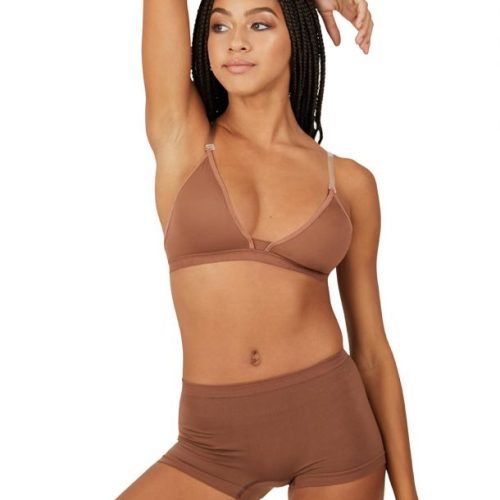 Capezio Deep Neck Clear Back Bra Mocha 3777w F 15.jpg
